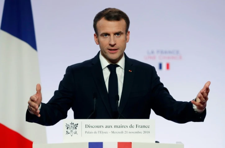 Le président Emmanuel Macron lors de son discours aux maires le 21 novembre à l'Élysée
