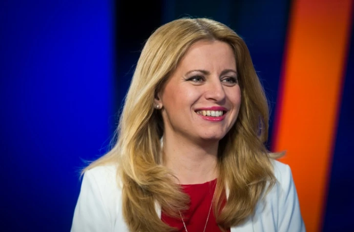 Zuzana Caputova, élue présidente en Slovaquie, sur la chaîne TV Markiza à Bratislava, le 31 mars 2019