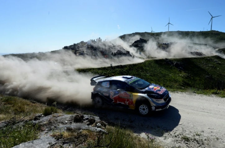 Le pilote français Sébastien Ogier au volant de sa Ford Fiesta lors de la 1re étape du rallye du Portugal, le 19 mai 2017 à Caminha