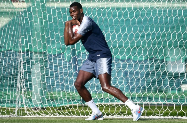 Le milieu de terrain français Paul Pogba lors d'une séance d'entraînement à Istra le 12 juillet 2018 au Mondial