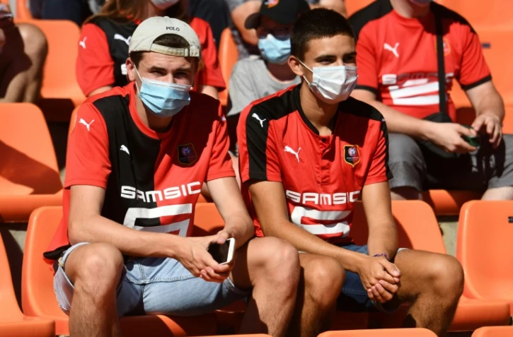Des supporteurs de Rennes lors d'un match amical contre Lorient, le 4 août 2020 au Moustoir