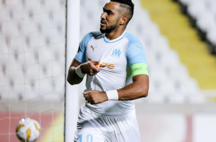 Le milieu Dimitri Payet ouvre le score pour l'OM face à Apollon Limassol, le 4 octobre 2018 à Nicosie  
