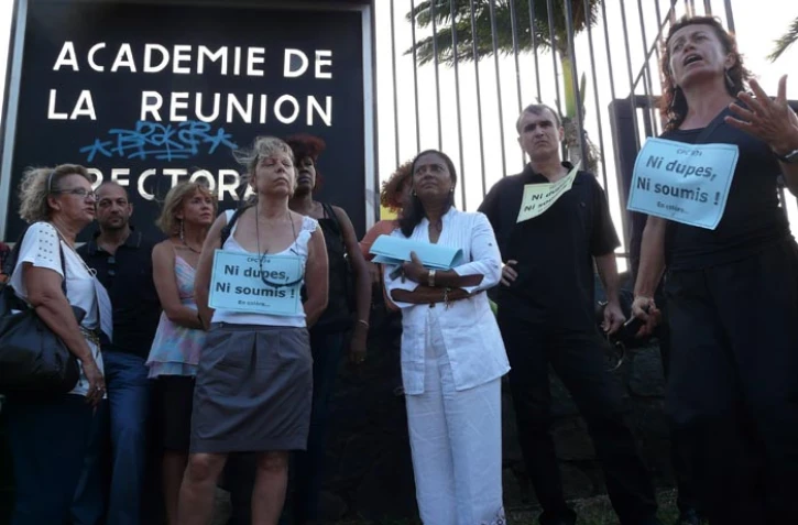 Manifestation des conseillers pédagogiques mardi 29 mars 2011. Photo Marine Veith