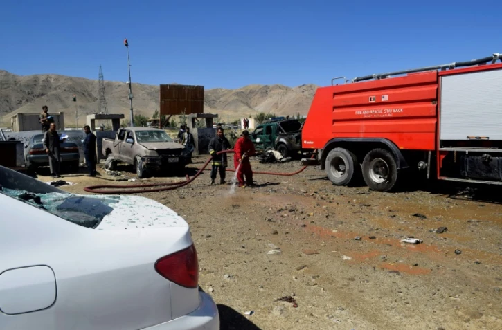 Le site d'un attentat suicide commis le 17 septembre 2019 lors d'un meeting électoral du président afghan Ashraf Ghani à Charikar, province de Parwan

