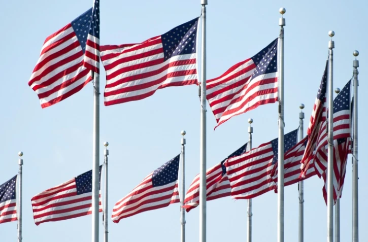Des drapeaux américains sur le "National Mall", grande esplanade au coeur de Washington, le 3 juillet 2019 à la veille de la fête nationale américaine