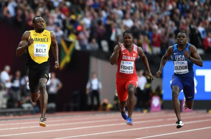La star du sprint Usain Bolt lors de sa demi-finale du 100 m aux Mondiaux, le 5 août 2017 à Londres