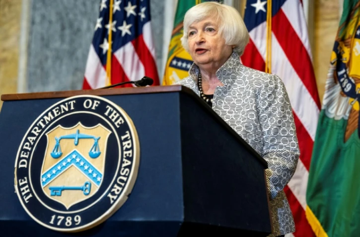La secrétaire au Trésor Janet Yellen lors d'une conférence de presse à Washington le 28 juillet 2022