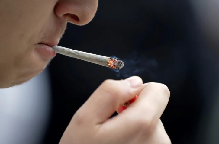 Lors d'une manifestation pour la dépénalisation du cannabis en France, à Paris le 12 mai 2018