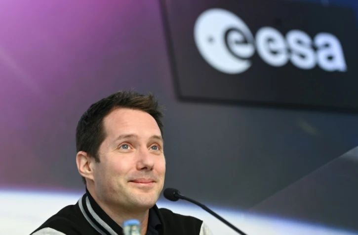 L'astronaute français Thomas Pesquet en conférence de presse le 12 novembre 2021 au Centre des autronautes européens à Cologne (Allemagne)

