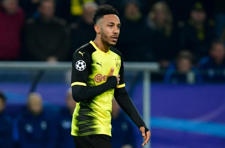 L'attaquant de Dortmund Pierre-Emerick Aubameyang  buteur face à Tottenham
en Ligue des champions, le 21 novembre 2017 à Dortmund