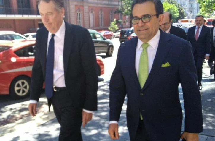 Le représentant américain au commerce Robert Lighthizer et le ministre mexicain de l'Economie Ildefonso Guajardo, le 23 octobre 2018 à Washington
