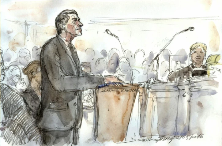 L'ex-ministre du Budget Jérôme Cahuzac représenté sur un croquis d'audience à son procès, le 5 septembre 2016 à Paris