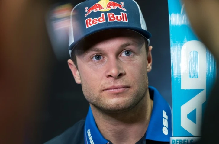 Le skieur français Alexis Pinturault en conférence de presse le 26 octobre 2023 à Sölden en Austriche