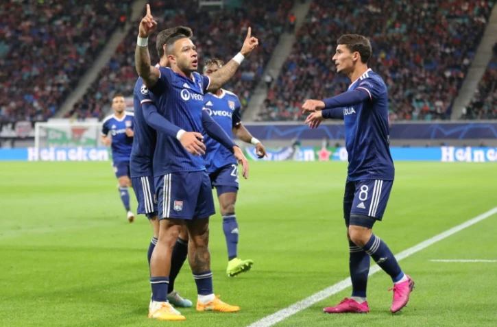 L'attaquant néerlandais de Lyon Memphis Depay ouvre le score sur le terrain du RB Leipzig en Ligue des champions, le 2 octobre 2019