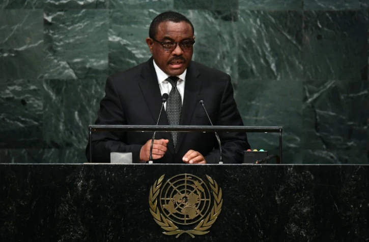 Le Premier ministre éthiopien Hailemariam Dessalegn devant l'Assemblée générale des Nations unies à new York le 22 septembre 2016