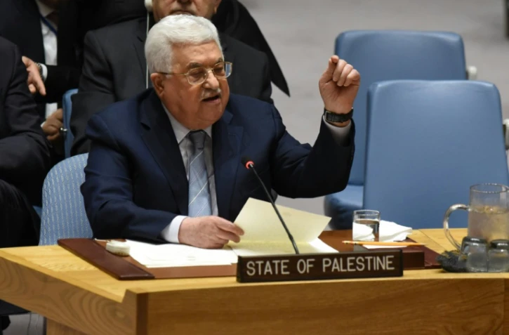 Le président palestinien Mahmoud Abbas au Conseil de sécurité de l'ONU, le 20 février 2018 à New York

