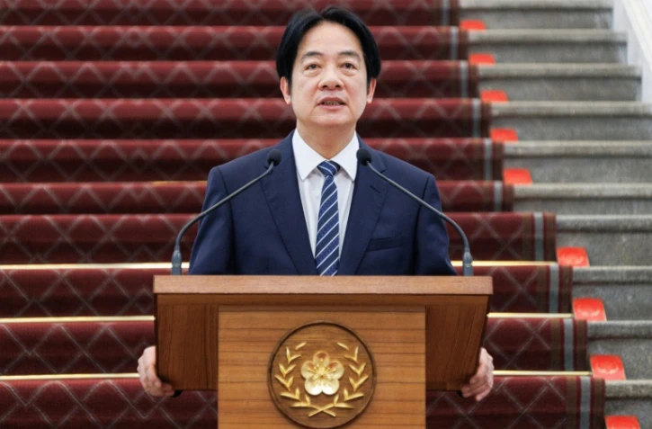Le président taïwanais Lai Ching-te prononce un discours à l'occasion du premier anniversaire de son investiture, le 20 mai 2025 à Taipei