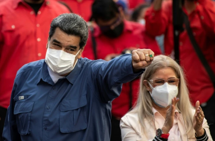 Le président vénézuélien Nicolas Maduro et son épouse Cilia Flores le 12 février 2022