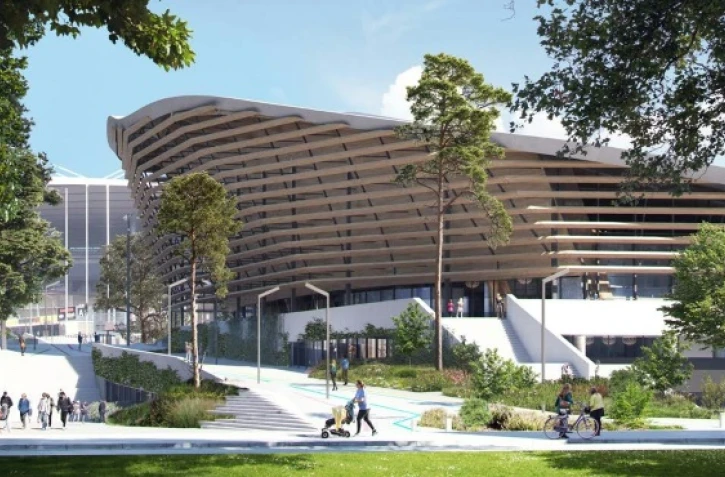 Le futur Centre aquatique des JO de Paris 2024 (image de synthèse fournie par la Métropole du Grand Paris)