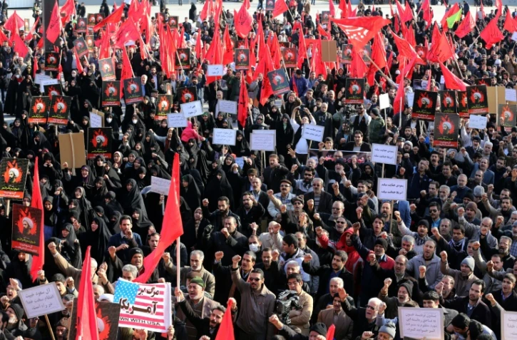 Manifestation le 4 janvier 2016 à Téhéran contre l'exécution de Nimr al-Nimr en Arabie