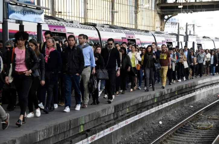 La gare Saint-Lazare, le 24 avril 2018 à Paris, lors d'une grève à la RATP