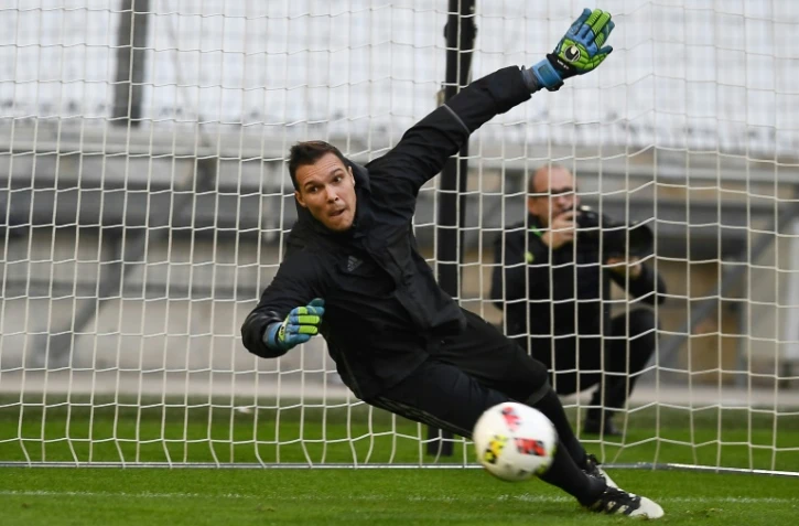 Le gardien de l'OM Yohann Pelé lors d'un entraînement, le 9 novembre 2016 à Marseille