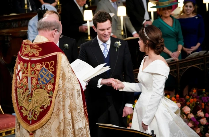 La princesse Eugenie et son compagnon Jack Brooksbank se marient Ă Windsor, le 12 octobre 2018.