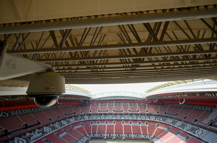 Vue intérieure du stade Al Bayt, prise le 28 mars 2022, qui accueillera le match inaugural de la Coupe du monde de football 2022 au Qatar le 20 novembre 2022 
