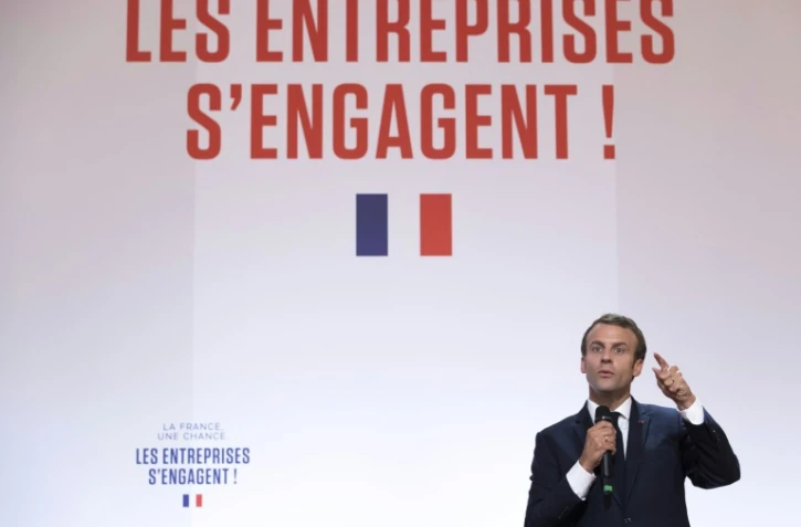 Le président français Emmanuel Macron a réuni les dirigeants des 100 plus grandes entreprises français à l'Elysée, le 17 juillet 2018
