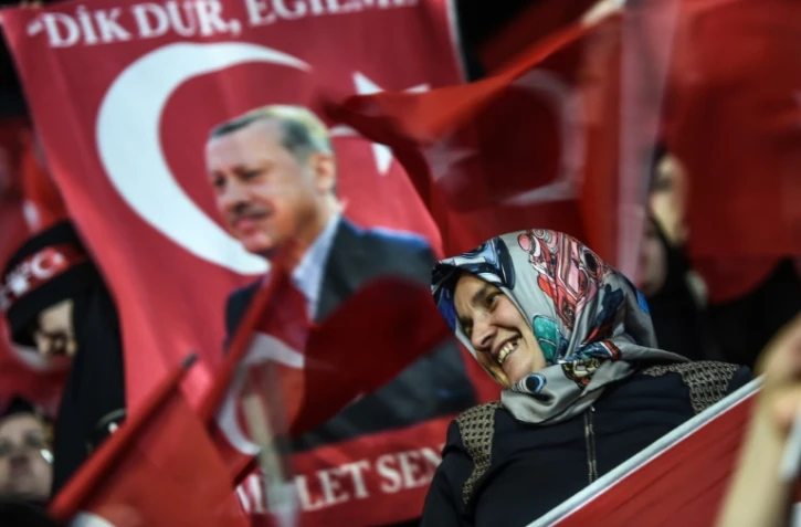 Meeting de femmes à Istanbul en faveur du référendum sur l'extension des pouvoirs présidentiels de Recep Tayyip Erdogan, le 5 mars 2017 