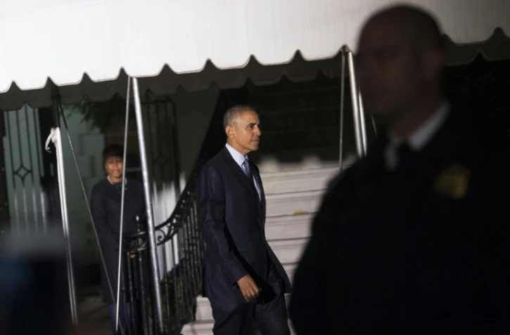 Barack Obama quitte la Maison blanche pour son dernier voyage officiel à l'étranger, le 14 novembre 2016 à Washington