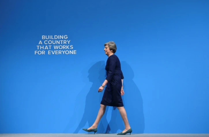 La Première ministre britannique Theresa May s'est exprimée devant son parti conservateur réuni en congrès à Manchester (nord-ouest de l'Angleterre)