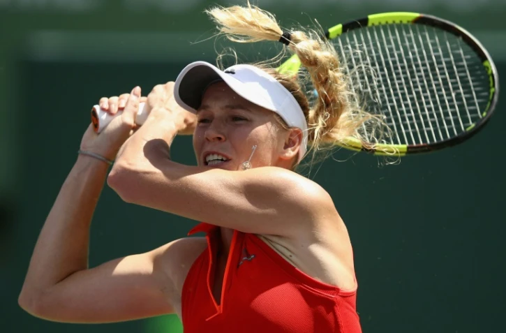 Caroline Wozniacki, victorieuse de Karolína Plí?ková en demi-finale du tournoi de Miami, le 30 mars 2017 à Key Biscayne