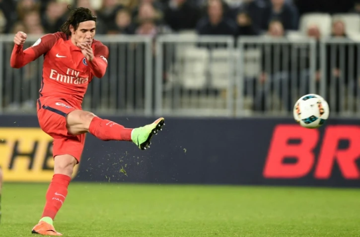 L'attaquant du PSG Edinson Cavani, auteur d'un doublé face à Bordeaux au Matmut Atlantique, le 10 février 2017   