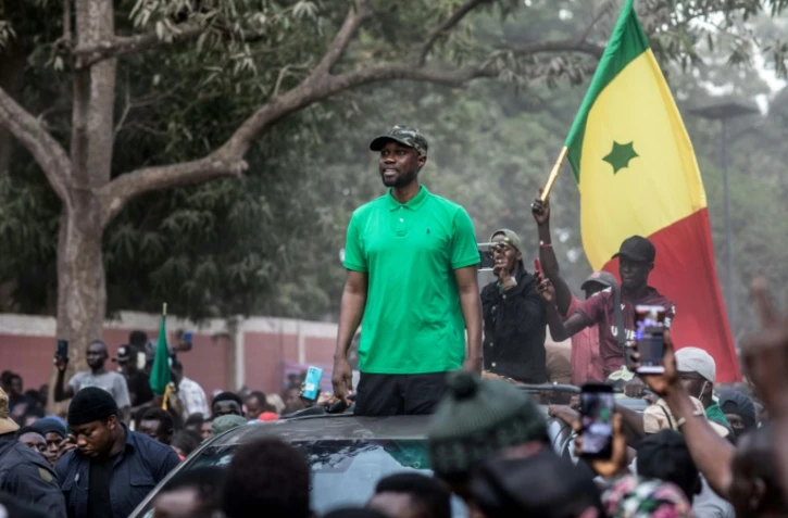 Photo de l'opposant sénégalais Ousmane Sonko, prise le 24 mai 2023 à Ziguinchor, au Sénégal