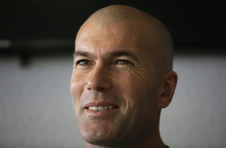 L'entraîneur du Real Madrid, Zinédine Zidane, lors d'une conférence de presse à Limoges, le 21 mars 2018