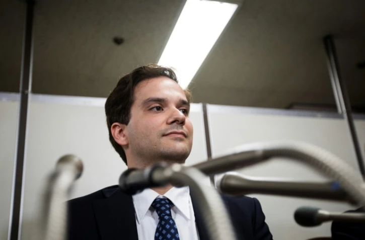 Mark Karpeles, lors d'une conférence de presse après son audience au tribunal de Tokyo, le 11 juillet 2017