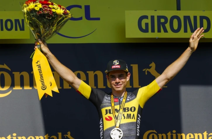 Le Belge Wout van Aert vainqueur de la 20e étape du Tour de France, un contre-la-montre de 30,8 km entre Libourne et Saint-Emilion, le 17 juillet 2021