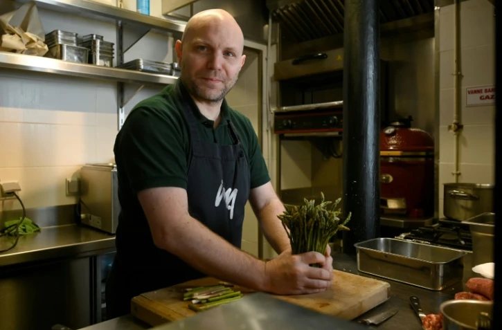 Le chef français Julien Lemarié dans son restaurant Ima, le 17 mars 2021 à Rennes