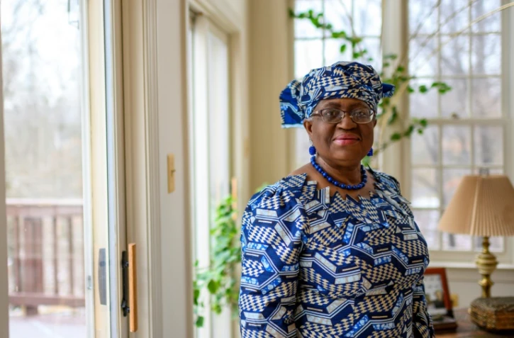 La nouvelle directrice de l'Organisation mondiale du commerce (OMC) Ngozi Okonjo Iweala chez elle à Potomac près de Washington, le 15 février 2021