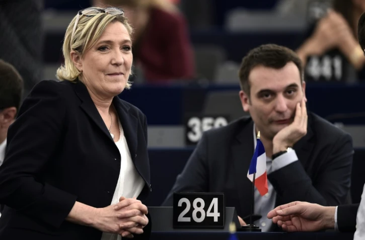 Marine Le Pen et Florian Philippot au Parlement européen à Strasbourg, le 17 janvier 2017