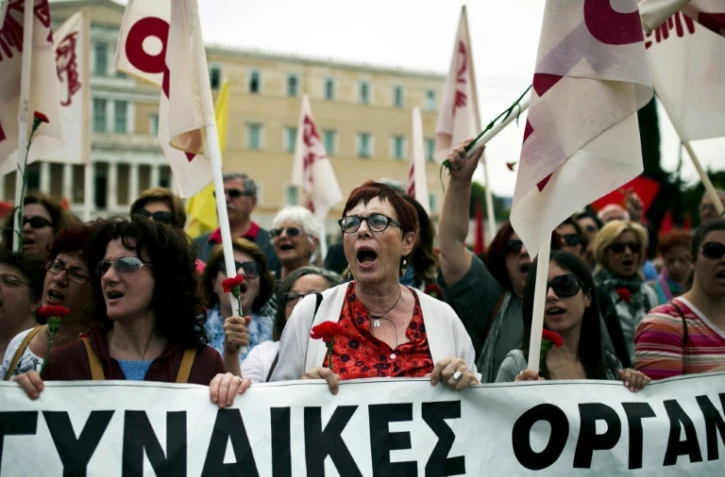 Manifestation contre la réforme des retraites à Athènes, le 8 mai 2016