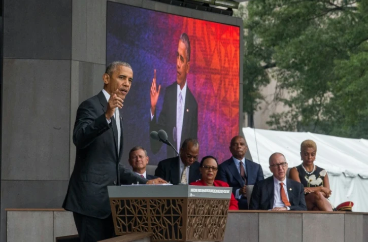 Barack Obama lors de l'inauguration du musée de l'histoire afro-américaine le 24 septembre 2016 à Washington