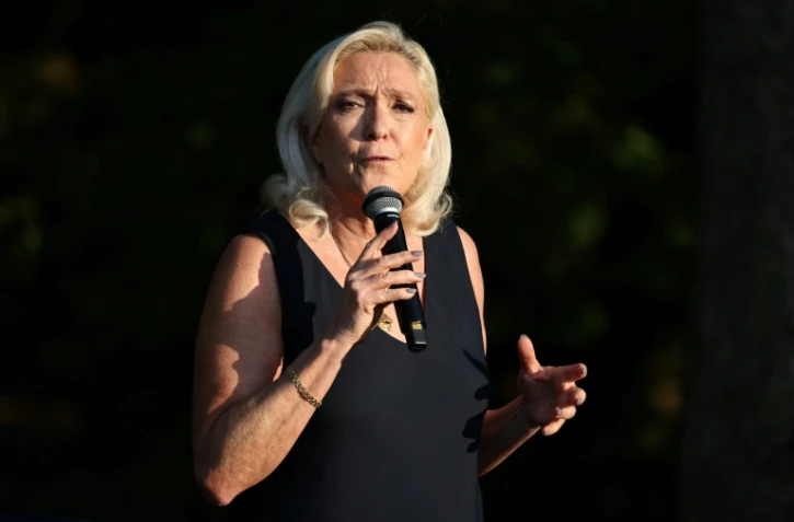 Marine Le Pen, présidente du groupe parlementaire d'extrême droite Rassemblement National, à Liévin, le 4 juillet 2026