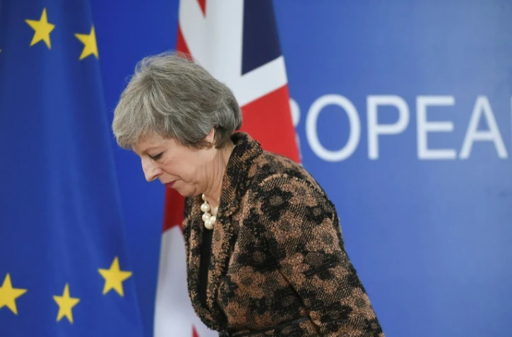 La Première ministre britannique Theresa May après une conférence de presse à Bruxelles le 14 décembre 2018