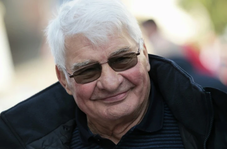 L'ancien coureur, idole des années 1960-1970, Raymond Poulidor suit la dernièr étape de La Méditerranéenne, le 14 février 2016 à Bordighera en Italie