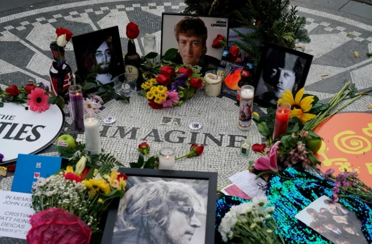La mosaïque en hommage à John Lennon, à Central Park, le 8 décembre 2020