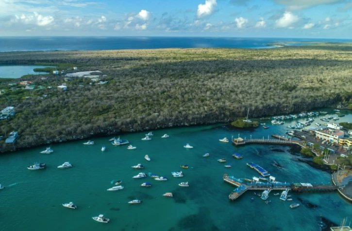 La baie de Puerto Ayora, aux Galapagos (Equateur), le 21 janvier 2018 