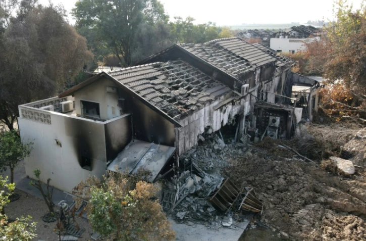 Le kibboutz Beeri, près de la frontière avec Gaza, le 22 octobre 2023, à la suite d'une attaque du Hamas le 7 octobre