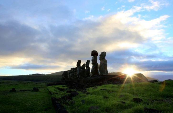 Les Moais, les statues géantes de l'île de Pâques de culture Rapa Nui, en 2013